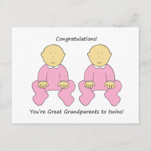 Gefeliciteerd grootouders met Twin Girls. Briefkaart