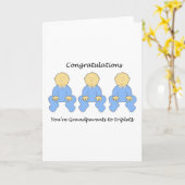 Gefeliciteerd, grootouders naar Triplet Boys. Kaart (Gele Bloem)