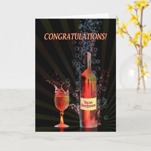 Gefeliciteerd grootouders, spetterende wijn kaart (Gele Bloem)