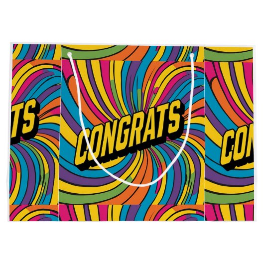 "Gefeliciteerd" Groovy Gift Bag Groot Cadeauzakje (Achterkant)