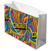 "Gefeliciteerd" Groovy Gift Bag Groot Cadeauzakje (Achterkant Gekanteld)
