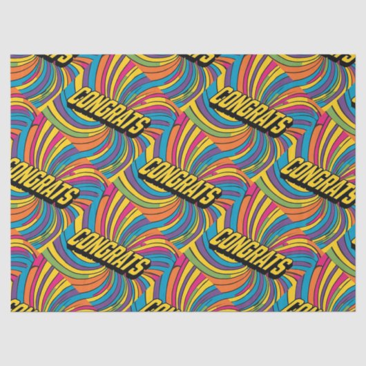 "Gefeliciteerd" Groovy Wrapping Paper Tissuepapier (Voorkant)