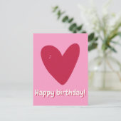 Gefeliciteerd - Grote Framboos Roze Hart Briefkaart (Staand voorkant)