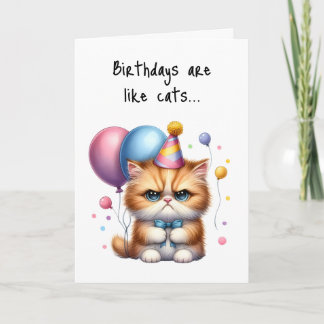 Gefeliciteerd Grumpy Cat Blauwe Das Ballonnen  Kaart