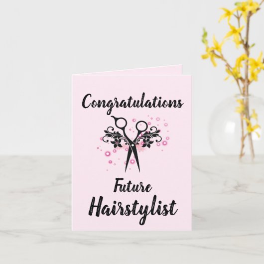 Gefeliciteerd Haarstylist Kaart (Gele Bloem)