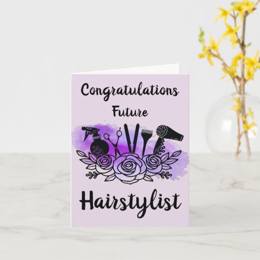 Gefeliciteerd Haarstylist Kaart (Gele Bloem)