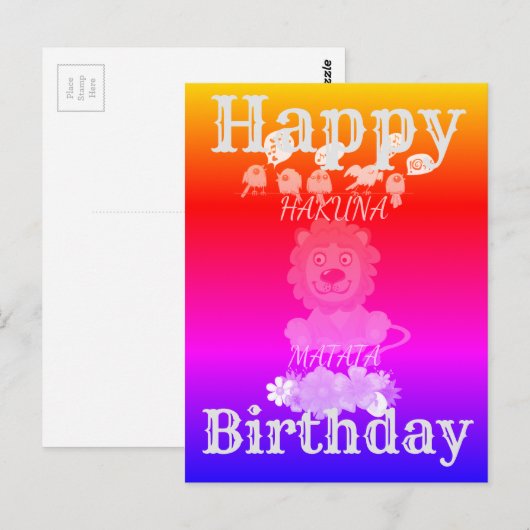 Gefeliciteerd Hakuna Matata  baby leeuw Briefkaart (Voorkant / Achterkant)