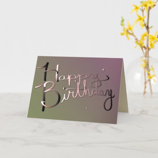 "Gefeliciteerd" handgeschreven Plum Moss Kaart (Gele Bloem)