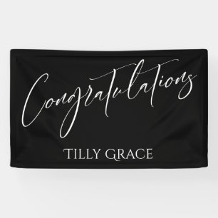 Gefeliciteerd Handgeschreven Typografie op Zwart Spandoek
