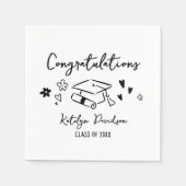 Gefeliciteerd Handgetekende Doodle Afstudeerfeest Servet (Voorkant)