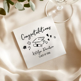 Gefeliciteerd Handgetekende Doodle Afstudeerfeest Servet
