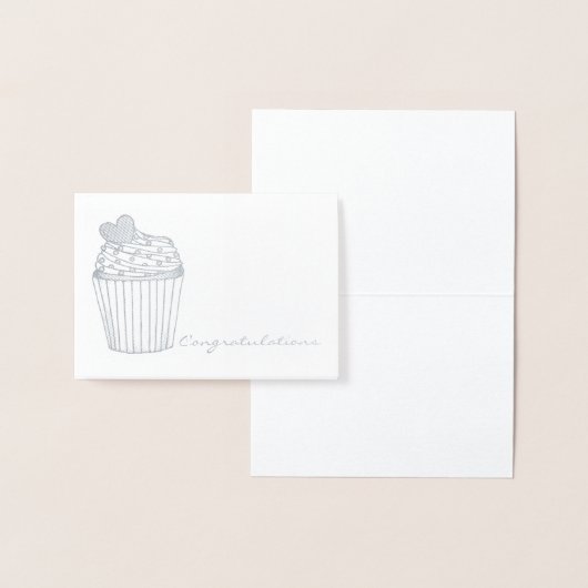 Gefeliciteerd Heart Cupcake Wedding Brida Shower Folie Kaarten (Display)