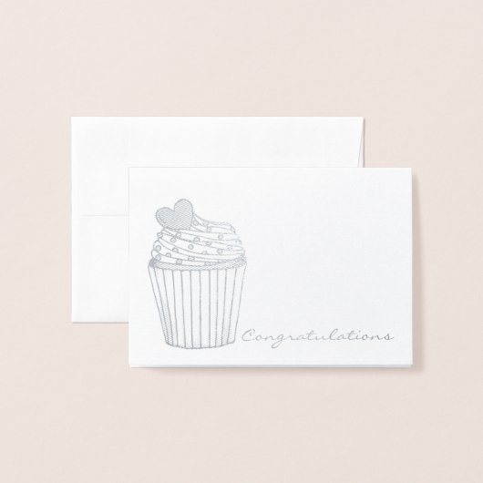 Gefeliciteerd Heart Cupcake Wedding Brida Shower Folie Kaarten (Voorkant met envelop)