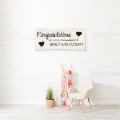 Gefeliciteerd Hearts Verloving Naam Wit Spandoek (Insitu)