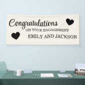 Gefeliciteerd Hearts Verloving Naam Wit Spandoek (Beurs)