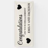 Gefeliciteerd Hearts Verloving Naam Wit Spandoek (Verticaal)