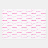 Gefeliciteerd heet roze witte jarige inpakpapier vel (Voorkant 2)