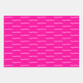 Gefeliciteerd heet roze witte jarige inpakpapier vel (Voorkant)