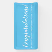 Gefeliciteerd hemelsblauw aangepast script afstude spandoek (Verticaal)
