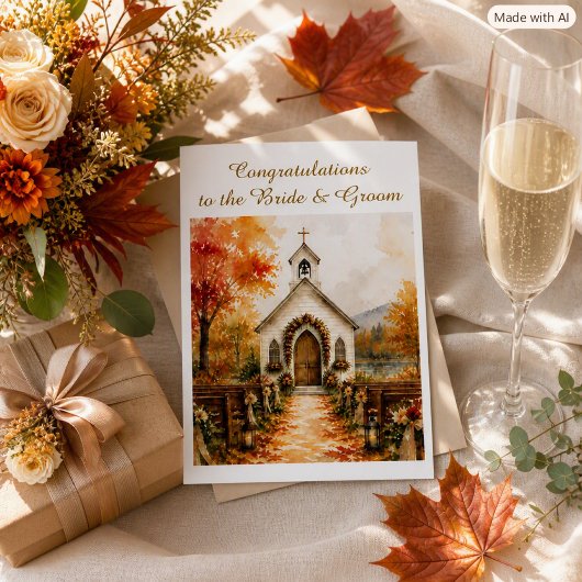 Gefeliciteerd Herfst Bruidskerk Begroeting Kaart