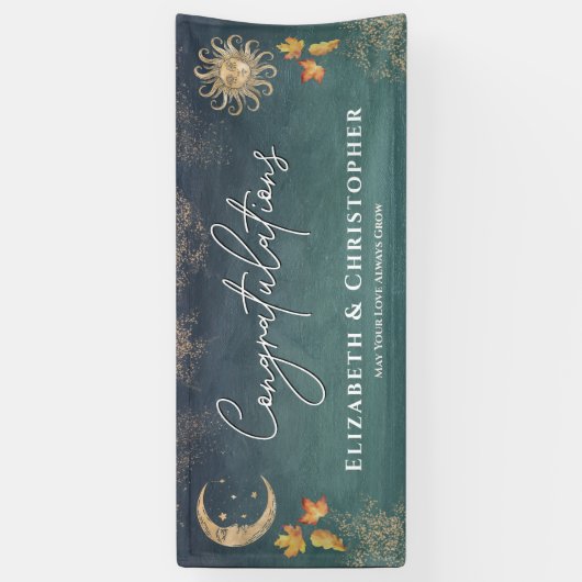 Gefeliciteerd Herfst Sun Moon Engagement Party Spandoek (Verticaal)