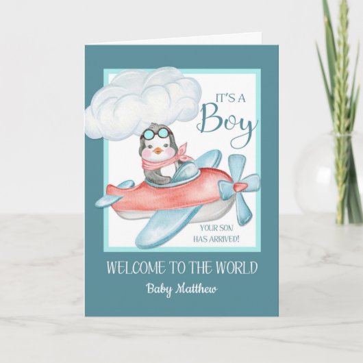 Gefeliciteerd Het is een Jongen Aangepaste Naam Kaart (Voorkant)