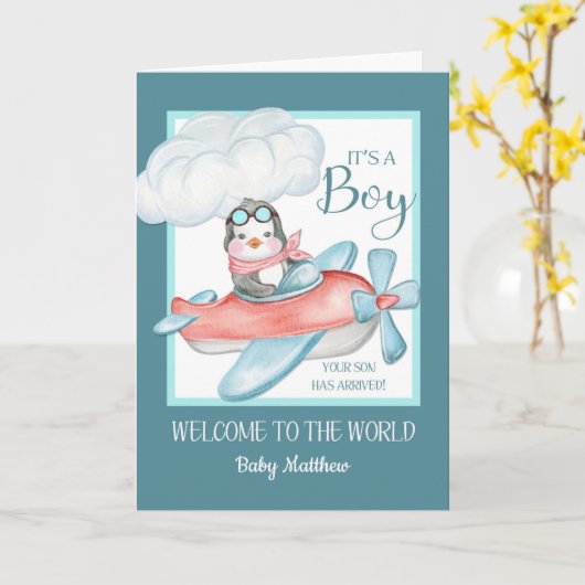 Gefeliciteerd Het is een Jongen Aangepaste Naam Kaart (Gele Bloem)