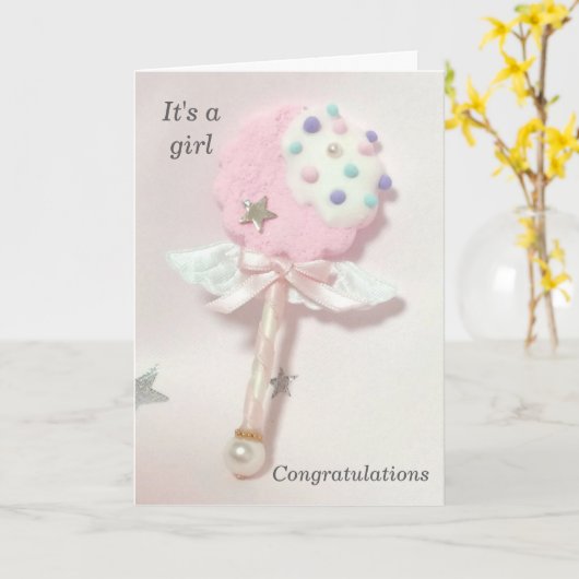 Gefeliciteerd, het is een meisje kaart (Gele Bloem)