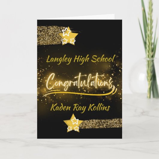 Gefeliciteerd High School Afstuderen Gold Star Kaart (Voorkant)