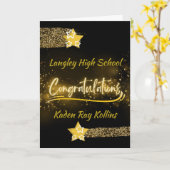 Gefeliciteerd High School Afstuderen Gold Star Kaart (Gele Bloem)