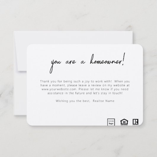 Gefeliciteerd Homeowner Post Sluiten Kaart (Achterkant)