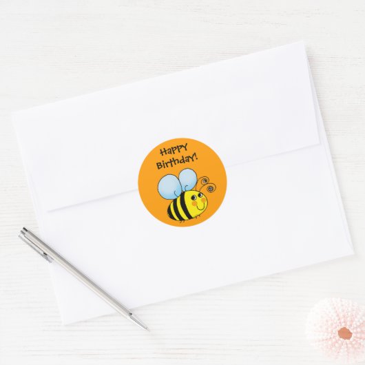 Gefeliciteerd! (hommel) ronde sticker (Envelop)