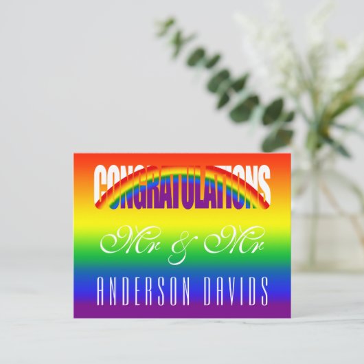 Gefeliciteerd Homokoppel Felicitaties Regenboogvla Briefkaart (Staand voorkant)