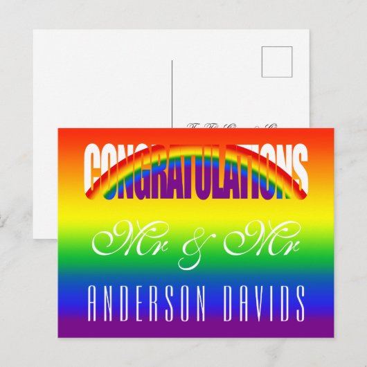 Gefeliciteerd Homokoppel Felicitaties Regenboogvla Briefkaart (Voorkant / Achterkant)