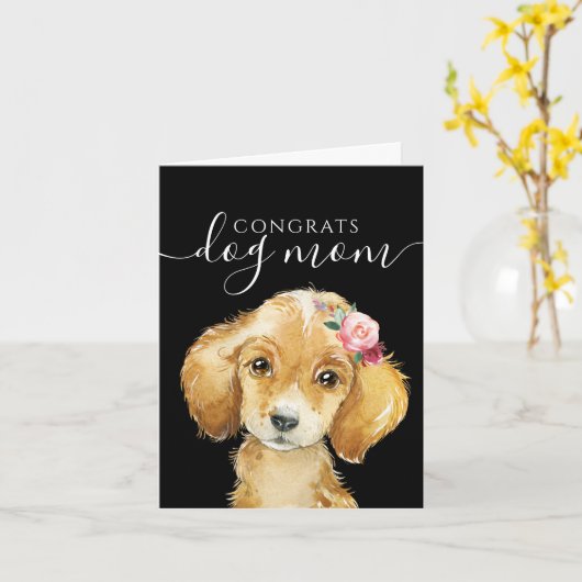 Gefeliciteerd Hond Moeder Kaart (Gele Bloem)