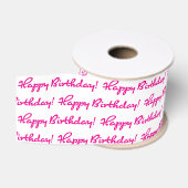 Gefeliciteerd! Hot Pink Pattern Casual Script Grosgrain Lint (Spoel)