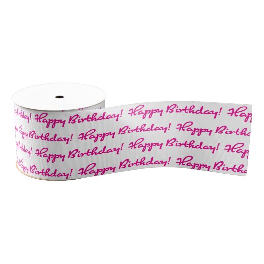 Gefeliciteerd! Hot Pink Pattern Casual Script Grosgrain Lint (Spoel)