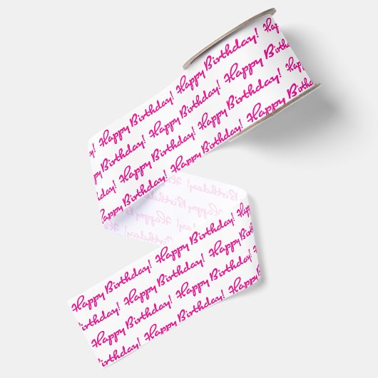 Gefeliciteerd! Hot Pink Pattern Casual Script Grosgrain Lint (Achterkant)