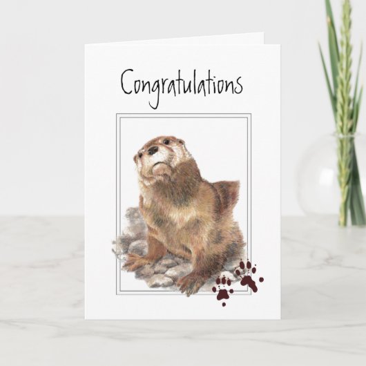 Gefeliciteerd, ik ben trots, Cute Otter Animal Kaart (Voorkant)