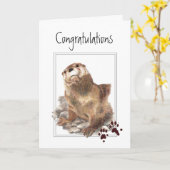Gefeliciteerd, ik ben trots, Cute Otter Animal Kaart (Gele Bloem)