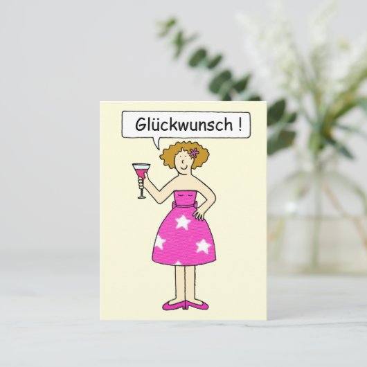 Gefeliciteerd in het Duits. Briefkaart (Staand voorkant)