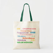 Gefeliciteerd in veel talen die kleurrijk zijn tote bag (Voorkant)