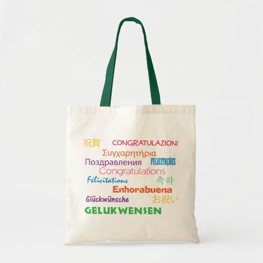 Gefeliciteerd in veel talen die kleurrijk zijn tote bag (Voorkant)