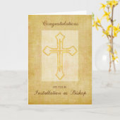 Gefeliciteerd Installatie als Bishop Cross Kaart (Gele Bloem)