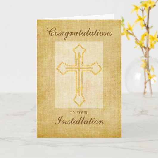 Gefeliciteerd Installatie, Religieus Kruis Kaart (Gele Bloem)