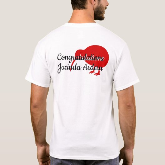 Gefeliciteerd Jacinda Ardern Custom Text Kiwi T-shirt (Achterkant)
