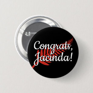 Gefeliciteerd, Jacinda! Eigen tekst en kleuren Ronde Button 5,7 Cm