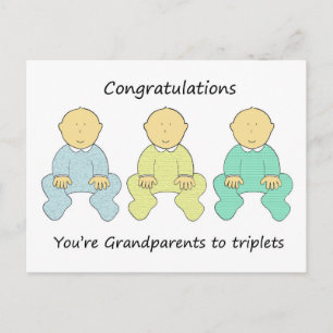 Gefeliciteerd, je bent grootouders van drieling briefkaart