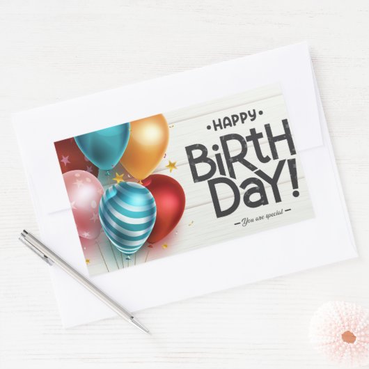 Gefeliciteerd! Je bent speciaal! Rechthoekige Sticker (Envelop)