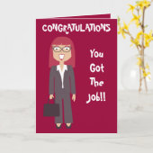Gefeliciteerd, je hebt de baan voor de zakenvrouw kaart (Gele Bloem)